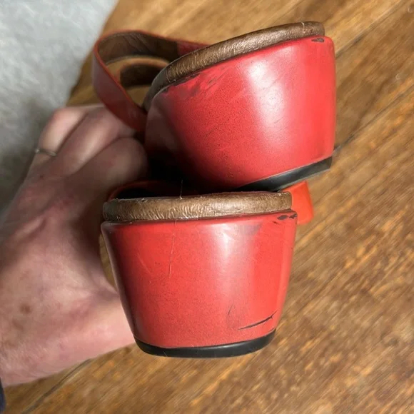 Dansko platform slide sandals orange leather swirl 38 fits US 7.5 & 8 - Picture 14 of 15